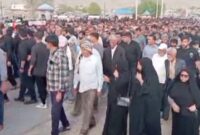 تشییع پیکر جانباز آزاده اسدالله رنجبری در میناب