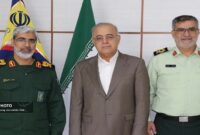 دیدار استاندار هرمزگان و فرمانده فراجا با فرمانده سپاه امام سجاد (ع) به مناسبت روز پاسدار 